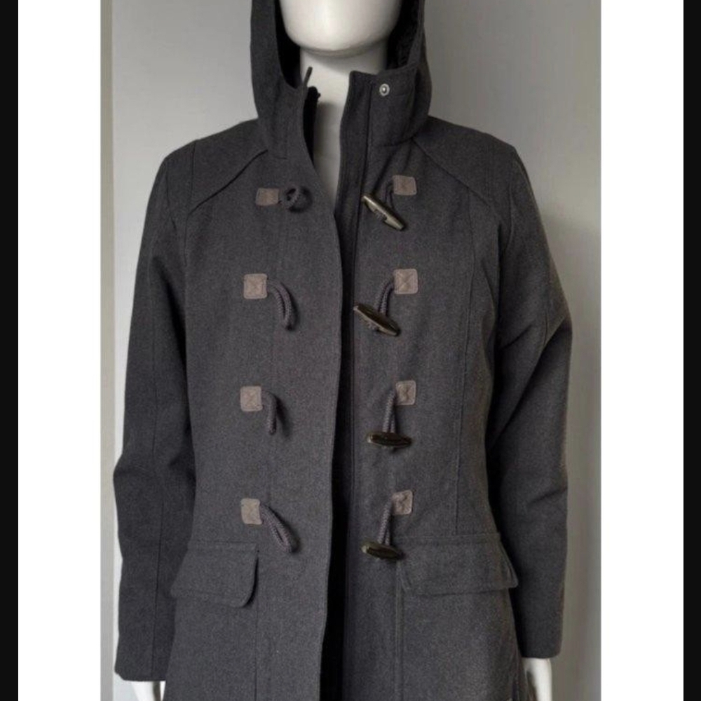 Merrell Charcoal Toggle Trench Coat Size Small Petite